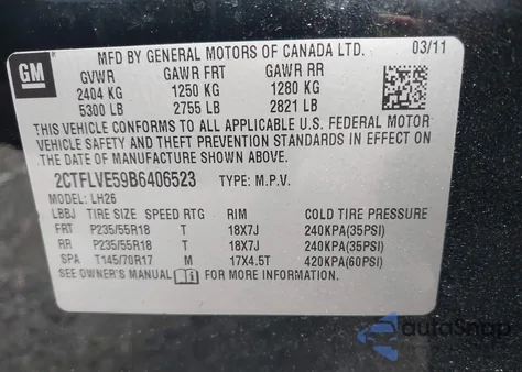 2011 GMC Terrain Slt-1 z USA, uszkodzony, nr VIN 2CTFLVE59B6406523